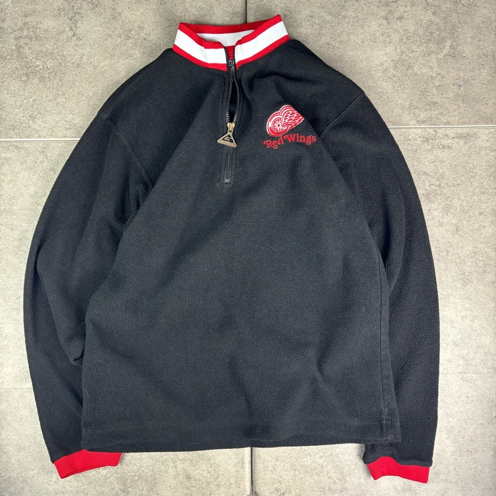 Vintage 90s genuine stuff detroit red wings thermal quarter zip